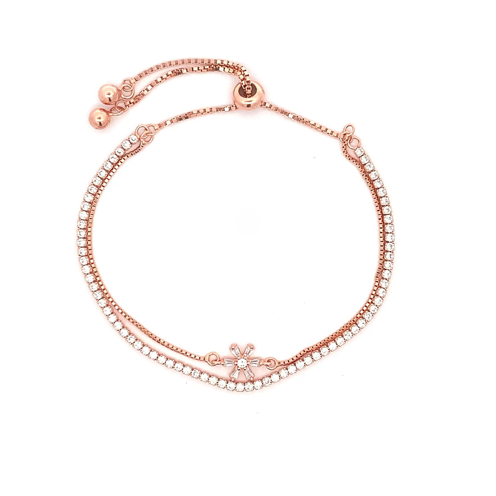 Zircon Bloom Bracelet (Pure Silver) - Rose Gold